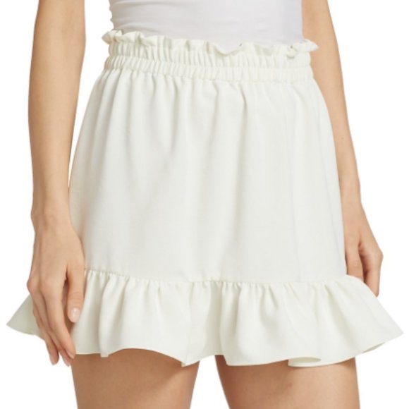 NWT LoveShackFancy Barton Ruffled Mini Skirt in Antique White